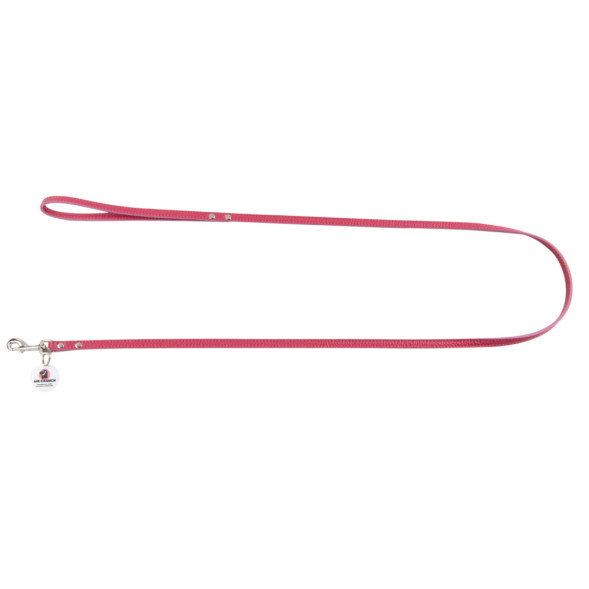 Mr.Kranch поводок для собак из натуральной кожи с QR-адресником, 130 см, 12 мм, розовый