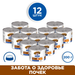 Hills Prescription Diet k/d влажный диетический корм для взрослых собак при хронической болезни почек, с курицей, в консервах - 200 г х 6 шт