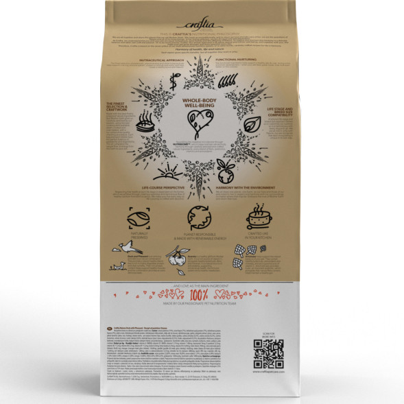 CRAFTIA NATURA сухой корм для взрослых собак миниатюрных и мелких пород с уткой и фазаном - 2 кг