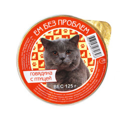 Ем без проблем влажный корм для кошек с говядиной и птицей, в ламистерах - 125 г х 16 шт