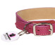 Mr.Kranch ошейник для собак из натуральной кожи с QR-адресником, 22-26 см, малиновый