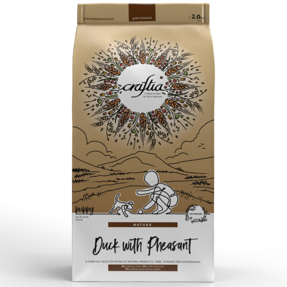 CRAFTIA NATURA сухой корм для щенков миниатюрных и мелких пород с уткой и фазаном - 2 кг