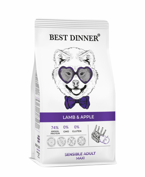 Best Dinner Sensible Adult Maxi Lamb&amp;amp;Apple сухой корм для взрослых собак крупных пород с ягненком и яблоком - 3 кг