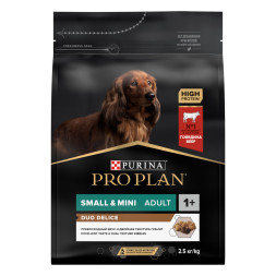 Pro Plan Duo Delice Small Mini сухой корм для взрослых собак мелких и карликовых пород с говядиной - 2,5 кг