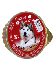 Собачье Счастье влажный корм для собак с говядиной, в ламистерах - 125 г х 16 шт