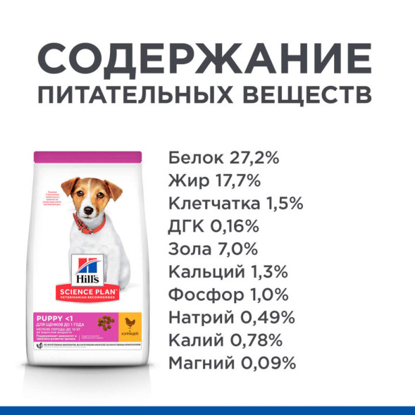 Сухой корм Hills Science Plan для щенков мелких пород для поддержания здорового роста и развития, с курицей - 3 кг
