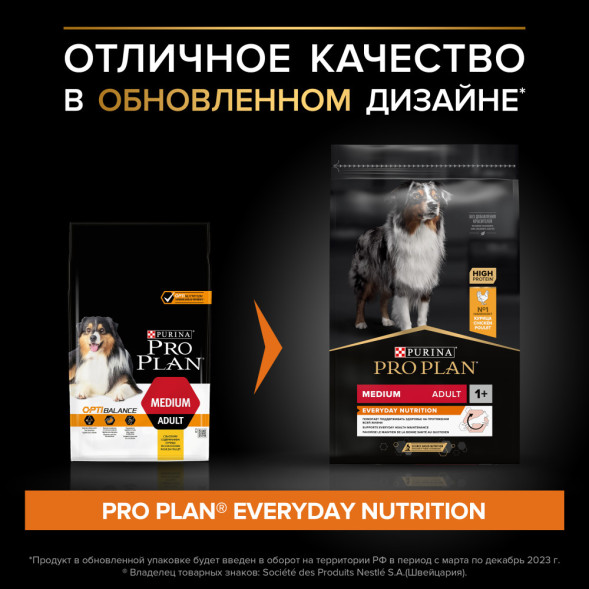 Purina Pro Plan Adult Medium сухой корм для взрослых собак средних пород с курицей и рисом - 7 кг