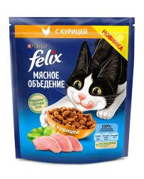 Сухой корм Felix Мясное объедение для взрослых кошек с курицей - 600 г