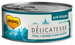 Мнямс Delicatesse влажный дополнительный корм для кошек тунец с дорадо в нежном желе, в консервах - 70 г х 24 шт