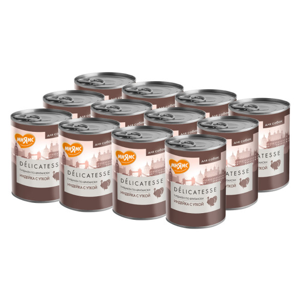 Мнямс Delicatesse Турдакен по-британски влажный корм для собак паштет из индейки с уткой, в консервах - 400 г х 12 шт