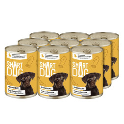 Smart Dog консервы для взрослых собак и щенков с курицей и потрошками кусочки в соусе - 400 г х 9 шт