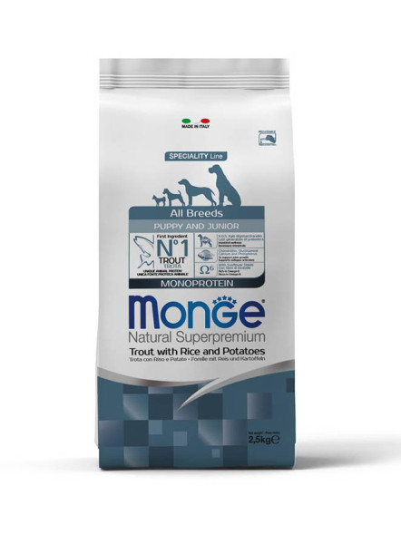 Monge Dog Speciality Line Monoprotein сухой корм для щенков всех пород с форелью, рисом и картофелем - 2,5 кг