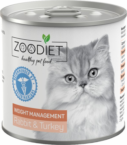 Zoodiet Weight Management Rabbit&amp;amp;Turkey влажный корм для взрослых кошек, склонных к ожирению, с кроликом и индейкой, в консервах - 240 г х 12 шт
