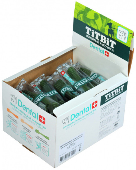 TiTBiT лакомство для собак мелких пород Дентал+ зубная щетка с мясом кролика - 13 г