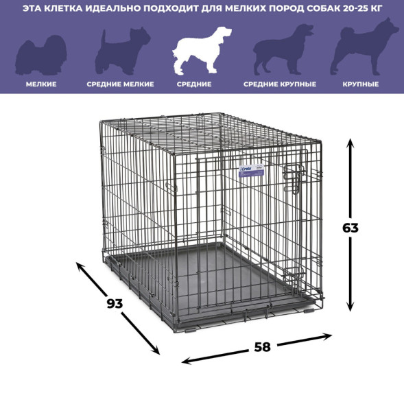 Midwest Icrate клетка для собак малых и средних размеров, черная 1 дверь - 91х58х64 см