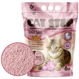 Cat Step Tofu Lotus наполнитель комкующийся растительный с ароматом лотоса - 6 л (2,7 кг)