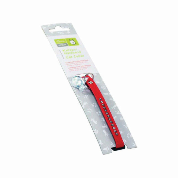Ошейник Hunter Smart Modern Luxus красный со стразами для кошек, размер 0.021 x 0.044 x 0.23