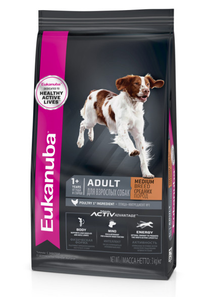 Сухой корм Eukanuba Adult Medium Breed для собак средних пород с курицей - 15 кг