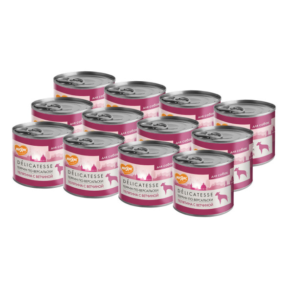 Мнямс Delicatesse Террин по-версальски влажный корм для собак паштет из телятины с ветчиной, в консервах - 200 г х 12 шт
