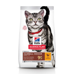 Сухой корм Hills Science Plan Hairball Indoor для выведения шерсти из желудка у домашних кошек, с курицей - 300 г