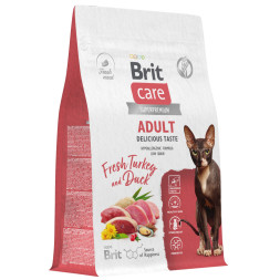 Brit Care Cat Adult Delicious Taste сухой корм для взрослых привередливых кошек, с индейкой и уткой - 400 г