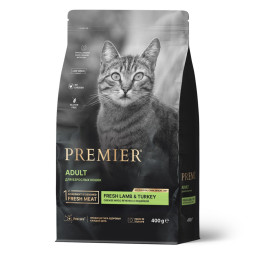 Premier Cat Lamb &amp;amp; Turkey Adult сухой корм для взрослых кошек, свежее мясо ягненка с индейкой - 400 г