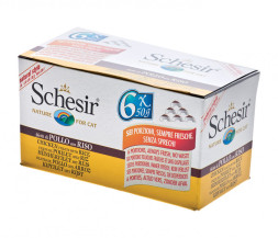 Schesir Cat Adult влажный корм для взрослых кошек с цыпленком и рисом в консервах - 50 г х 6 шт