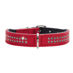 Hunter ошейник для собак Diamond petit 27 (20-24 см) кожа 2 ряда страз красный