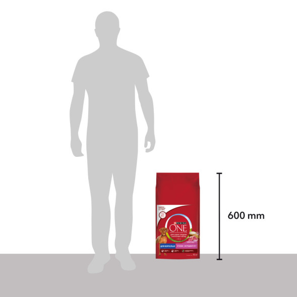 Purina ONE сухой корм для взрослых собак средних и крупных пород с ягненком и рисом - 10 кг