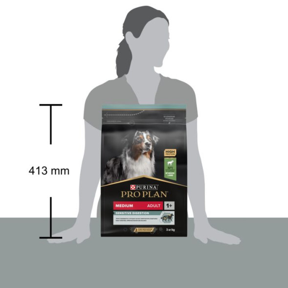 Сухой корм PRO PLAN® для взрослых собак средних пород с чувствительным пищеварением, с высоким содержанием ягненка 3 кг