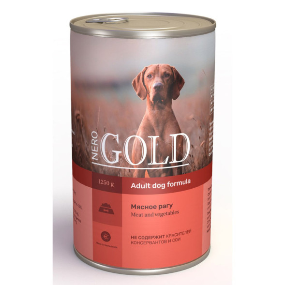 Nero Gold Adult Dog Formula Meat &amp;amp; Vegetables консервы для взрослых собак с мясным рагу - 1,25 кг х 12 шт