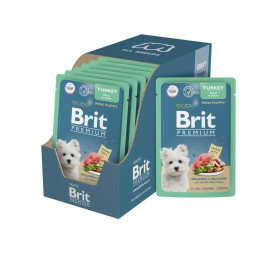 Brit Premium паучи для щенков миниатюрных пород с индейкой и яблоком в соусе - 85 г х 14 шт