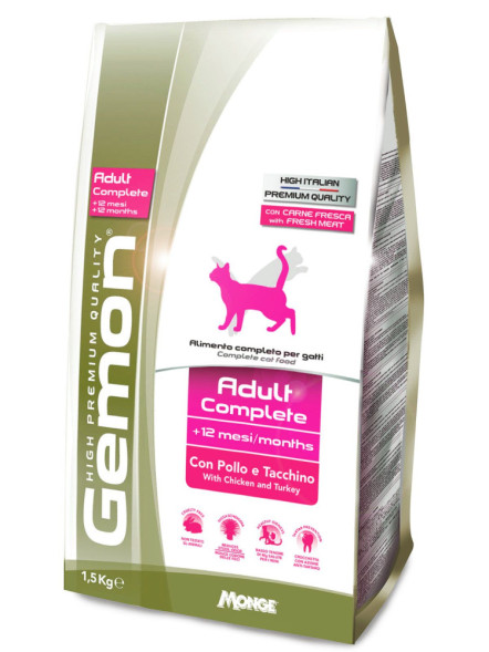 Gemon Cat Adult сухой корм для взрослых кошек с курицей и индейкой 1,5 кг