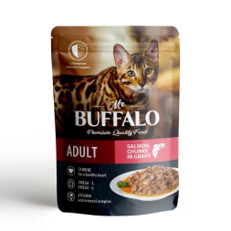 Mr.Buffalo Adult Hair &amp;amp; Skin влажный корм для взрослых кошек с чувствительной кожей, лосось в соусе, в паучах - 85 г х 28 шт