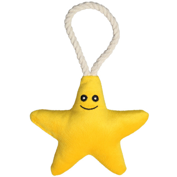 Mr.Kranch игрушка для собак мелких и средних пород Звездочка с канатом и пищалкой, 26х16х5 см, желтая
