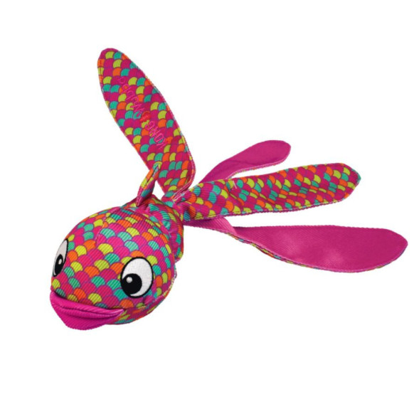 Kong Wubba Finz S игрушка для собак с пищалкой Рыба, розовая
