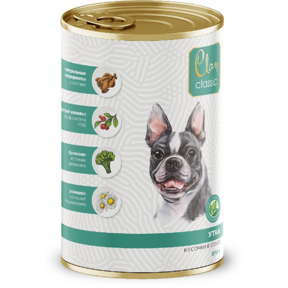 Clan Classic консервы для собак кусочки в соусе, с уткой - 970 г x 6 шт