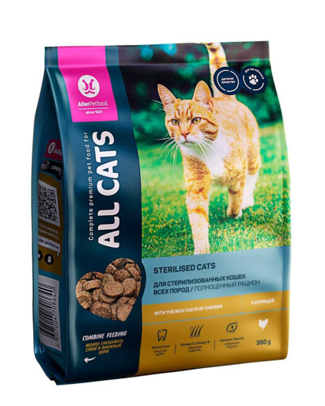 ALL CATS сухой корм для взрослых стерилизованных кошек с курицей - 350 г