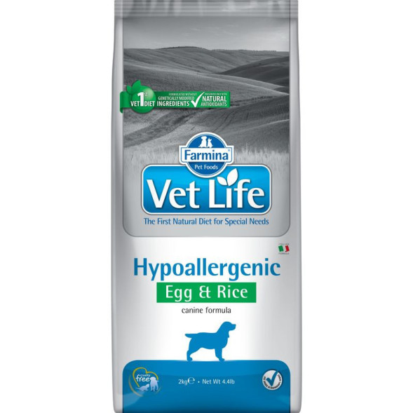 Farmina Vet Life Dog Hypoallergenic Egg &amp;amp; Rice сухой корм для взрослых собак с пищевой аллергией с куриным яйцом и рисом - 2 кг