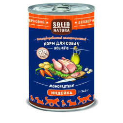 Консервы Solid Natura Holistic с индейкой для собак -340 г х 12 шт