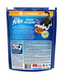 Сухой корм Felix Мясное объедение для взрослых кошек с курицей - 200 г