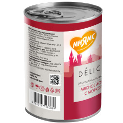 Мнямс Delicatesse Олья Подрида по-барселонски влажный корм для собак паштет из мясного ассорти с морковью, в консервах - 400 г х 12 шт