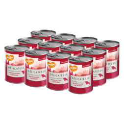 Мнямс Delicatesse Олья Подрида по-барселонски влажный корм для собак паштет из мясного ассорти с морковью, в консервах - 400 г х 12 шт