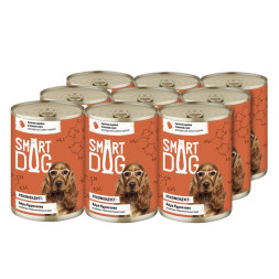 Smart Dog консервы для взрослых собак и щенков с индейкой кусочки в соусе - 400 г х 9 шт
