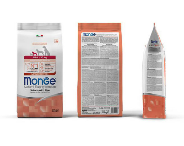 Monge Dog Speciality Line Monoprotein сухой корм для щенков мелких пород с лососем и рисом - 2,5 кг