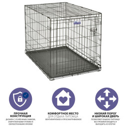 Midwest Icrate клетка для транспортировки средних и крупных собак, черная 1 дверь - 106х71х76 см