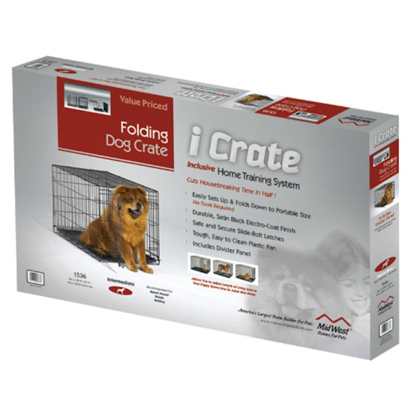 Midwest Icrate клетка для транспортировки средних и крупных собак, черная 1 дверь - 106х71х76 см