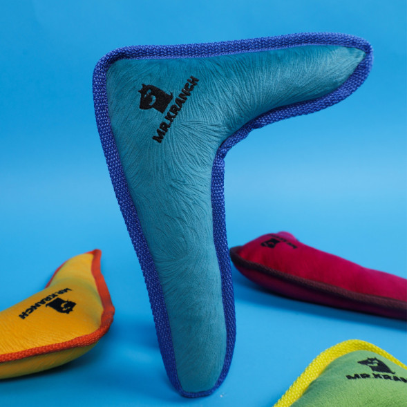 Mr.Kranch игрушка для собак средних и крупных пород Бумеранг с пищалкой 34х28,5х6,5см, синий