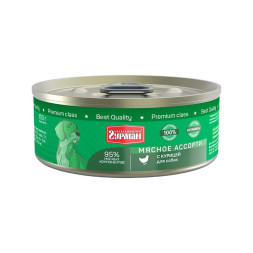 Четвероногий Гурман Мясное ассорти консервированный корм с курицей для собак - 100 г (24 шт)