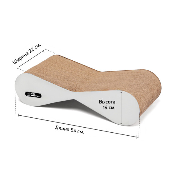 КотМатрос Медиум когтеточка из картона с картонным ободком, белый - 54 x 14 x 22 см